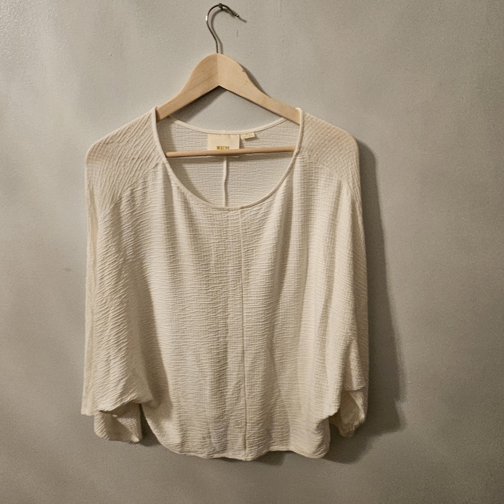 Anthropologie Cream Textured Blouse